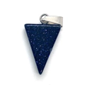 Colgante triangular de piedra de arena azul con efecto estrella y cierre plateado - Colgante Triángulo Piedra de Sol Azul / Piedra de arena azul
