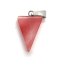 Colgante triangular de piedra rosa con cierre de metal plateado para collares - Colgante Triángulo Cristal de Sandía / Cuarzo Sandía