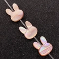 Pink rabbit-shaped shell beads 10x12mm with pearl luster for DIY jewelry making - Rabbit Head Shape / 10x12mm / Pink Shell (Vertical Hole)