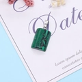 Natural malachite rectangle pendant 16x24mm with silver clasp on artistic card - Malachite
