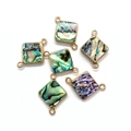Natural abalone shell square connector pendants with gold plating for DIY jewelry making - Rhombus (5x12mm)
