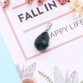 Faceted dark green teardrop gemstone pendant with silver bail on decorative card - 13x23mm / Dark Green (No.4)