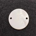 Macro view of polished white shell round connector with dual holes for DIY jewelry - Double-hole (100 Pieces/pack) / 25mm1.2g