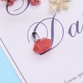 Polished red geometric gemstone pendant with silver bail for DIY jewelry necklace - Watermelon Quartz