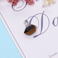 Tiger eye stone pendant with geometric facets and silver metal clasp for DIY necklaces - Tiger's Eye