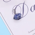 Polished hexagonal sodalite natural stone pendant with silver clasp for DIY necklace - Blue Spot Stone