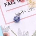 Blue and white natural stone teardrop pendant with silver metal clasp on card - 13x23mm / Blue Spot Stone