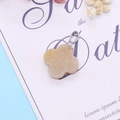 Polished beige natural stone four-leaf clover pendant with a silver metal clasp - Beige Style (No. 14)