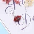 Natural red jasper 10x12mm geometric stone pendant with silver clasp for DIY necklaces - Red Jasper