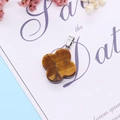 Detailed view of a clover-shaped tiger eye stone pendant with a silver metal clasp - Tiger's Eye
