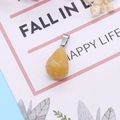 Faceted yellow gemstone teardrop pendant with silver bail for DIY jewelry - 13x23mm / Topaz