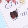 Clover shape natural tiger eye stone pendant with silver clasp in red black pattern - Swan Stone