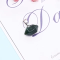 Dark green hexagonal natural stone pendant with silver metal clasp for DIY necklaces - Dark Green Stone Style