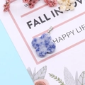 Natural blue marble clover stone pendant with silver bail for DIY necklace crafting - Blue Spot Stone