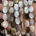 Macro shot of oval mother-of-pearl loose beads with natural iridescent luster in mixed colors - Oval / 8x12