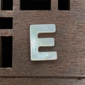 Natural white mother of pearl shell bead with capital letter E for DIY jewelry - Letter E / 12mm