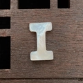 Natural white mother of pearl alphabet letter I charm bead for DIY necklace making - Letter I / 12mm