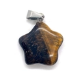 Star shaped tiger eye stone pendant with polished brown texture and silver bail clasp - Tiger's Eye