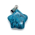 Colgante de piedra natural mármol azul en forma de estrella con cierre de plata pulida - Ágata Azul Mar (No.8)
