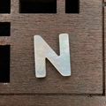 Natural white shell bead shaped like letter N with iridescent luster for DIY jewelry - Letter N / 12mm