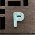 Natural white mother of pearl bead in P shape for personalized jewelry making - Letter P / 12mm