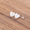 Perle de cœur en nacre naturelle de 8mm avec lettre T dorée pour création de bijoux - Lettre T