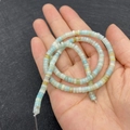 Filo di perline piatte in pietra naturale 2x4mm nei toni dell'azzurro e beige - 2x4mm / Amazonite