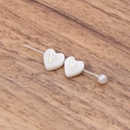 Perle de nacre en forme de cœur avec lettre V dorée et épingle à perle pour bijoux DIY - Lettre V