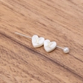 Épingle cœur en nacre blanche avec lettre X dorée et perle pour bijoux DIY - Lettre X