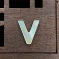 Iridescent natural shell letter V charm bead for DIY necklace and jewelry making - Letter V / 12mm