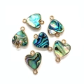 Set of six heart-shaped abalone shell connectors with gold plated edges for DIY jewelry - Heart (12x17mm)