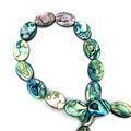 Vista dettagliata dei colori iridescenti e delle texture delle perle ovali in abalone naturale - 8X10mm / Ellisse