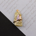Pendentif en citrine naturelle avec amas de cristal violet et bélière en métal doré - Style Pierre Brute Citrine Avec Amas d'Améthyste (3) / 30-50mm