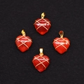 Handmade heart-shaped red stone pendants with gold wire wrap on black velvet - Pendant Only (Without Chain) / Red Agate
