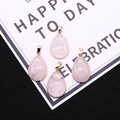 Pendentif goutte en quartz rose naturel avec bordure dorée pour la création de bijoux DIY - Quartz rose