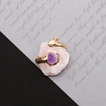 Pendentif serpent doré artistique avec quartz rose et cristal de couleur violette - Style Quartz Rose Enroulé de Serpent Avec Améthyste (4) / 30-50mm