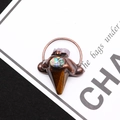 Colgante punta de flecha ojo de tigre con cristal púrpura y nácar en estilo cobre retro - Ojo de tigre