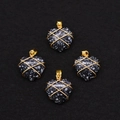 Natural heart-shaped black obsidian pendants with gold wire wrapping for DIY necklaces - Pendant Only (Without Chain) / Snowflake Obsidian
