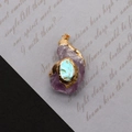Pendentif améthyste brute avec incrustation turquoise et bords dorés pour colliers DIY - Style Pierre Brute Violette Incrustée de Turquoise (8) / 30-50mm