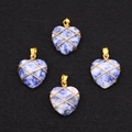 Blue natural stone heart pendants with gold wire wrapping for DIY jewelry projects - Pendant Only (Without Chain) / Blue Spot Stone