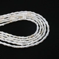 Natural white shell beads in bamboo shape with iridescent luster for DIY jewelry making - Bamboo Tube / 4x8mm (9g)
