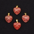 Pendenti a cuore in cristallo di anguria rosa con filo dorato per la creazione di gioielli - Solo Pendente (Senza Catena) / Quarzo Cocomero