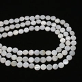 Strand of 12mm white moon-shaped natural shell beads with iridescent luster for DIY jewelry - Disc / 10mm