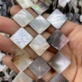 Handheld square natural shell beads with iridescent pearl luster for DIY jewelry making - Diagonal Square / US 15