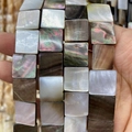Square natural black shell loose beads with iridescent luster for DIY jewelry making - Square / US 12