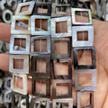 Natural square shell beads with iridescent luster for DIY jewelry making and pendants - Hollow Square / US 15