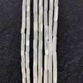 Fili di perle di conchiglia naturale in forma tubolare cilindrica per gioielli fai da te - Stile Tubo (No. 19) / 3x5mm / Bianco AB