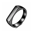 Minimalist square flat top black signet ring for men in matte stainless steel finish - Size 6 / Black