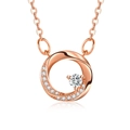 Roségoldene Mobius-Ring-Halskette mit funkelndem Zirkon-Pavé an einer klassischen O-Kette - Roségold