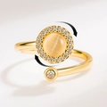 Drehbarer Katzenaugen-Ring in Goldoptik mit glitzerndem Zirkon-Halo für Damen - 201-1 Katzenauge Rotierender Ring - Gold